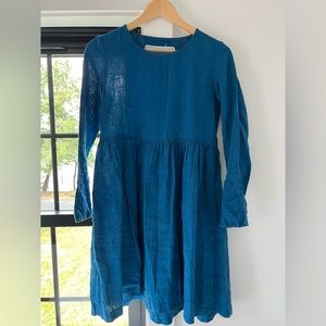 notPerfectLinen Emilie Teal linen Dress with Long Sleeves